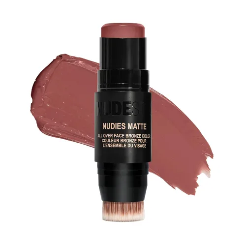 Vista 13 de Nudestix Nudies Bronze All Over Matte Bronzing Stick – 3-in-1 Cream Bronzer for Cheeks, Eyes & Lips with Built-In Brush Natural Contour & beach