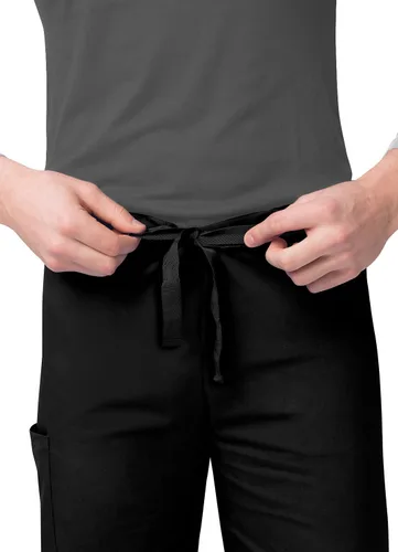 Vista 6 de Sivvan Conjunto médico unisex duradero, camiseta clásica con cuello en V y pantalones médicos con cordón para hombres y mujeres, 5 bolsillos