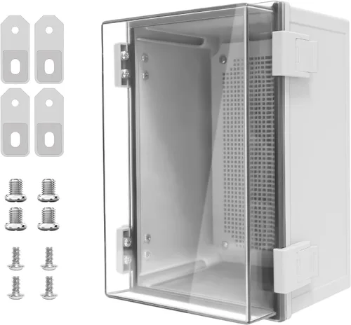 Vista 9 de Caja de derivación de plástico ABS IP65 a prueba de polvo e impermeable, recinto universal para proyectos eléctricos con carcasa bisagra gris