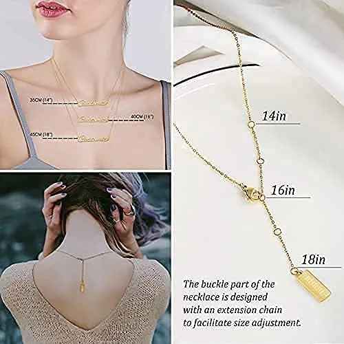 Vista 4 de BUREI - Collar con nombre personalizado para dama de honor, 14, 16 y 18 cm, acero inoxidable
