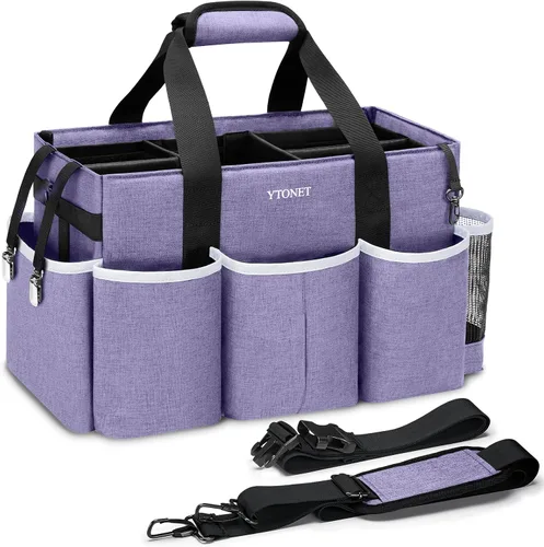 Vista 7 de Ytonet Bolsa Organizadora de Limpieza Portátil, Organizador Grande de Suministros de Limpieza con 4 Divisores Plegables, Organizador Caddy con Asa