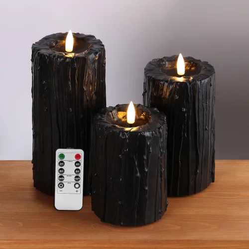Vista 14 de Eywamage Velas de Pilar Blancas Sin Llama con Control Remoto, Velas de Cera LED Realistas Parpadeantes Alimentadas por Batería, Φ 3" H 4" 5" 6