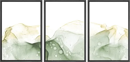 Vista 87 de SIGNWIN Lienzo enmarcado para pared, juego de arte sereno de pantanos con humedales verdes e ilustraciones de agua tranquila, arte moderno
