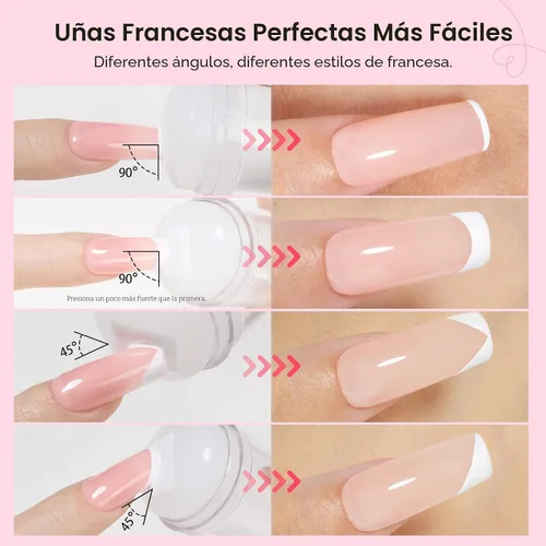 Vista 5 de Beetles Sello de Uñas 3 Piezas Kit de Sello de Uñas de Punta Francesa de Silicona con Cabezales de Sello de Uñas de Repuesto y Raspadores