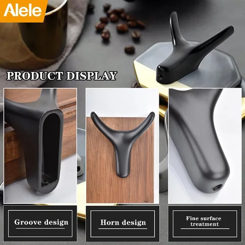 Vista 3 de Alele 2 ganchos de cuerno negros montados en la pared, ganchos de doble pared de metal resistente para colgar abrigos, toallas, sombreros, etc.