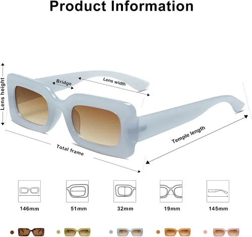 Vista 4 de SOJOS Retro 90s Small Nude Rectangle Sunglasses Womens Mens Trendy Chunky Glasses