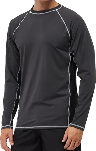 Vista 7 de Arcweg Rash Guard - Camiseta de natación de manga larga para hombre, camiseta de buceo Negro