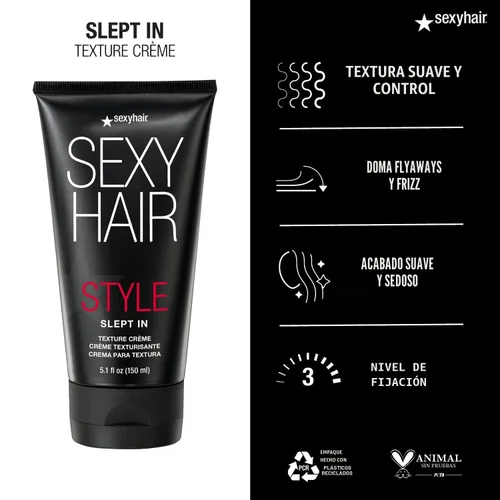 Vista 3 de SexyHair Style Slept In Texture Cream Textura suave y control Ligero y añade brillo Se lava fácilmente