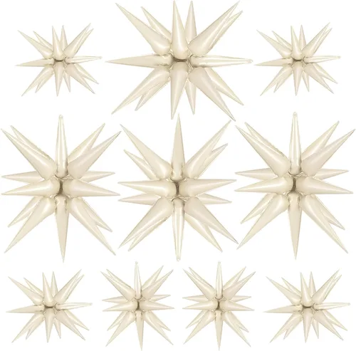 Vista 17 de 10 unidades de globos de estrella roja explosión globos de estrella fulgurante globos de cono de papel de aluminio mágicos para decoraciones