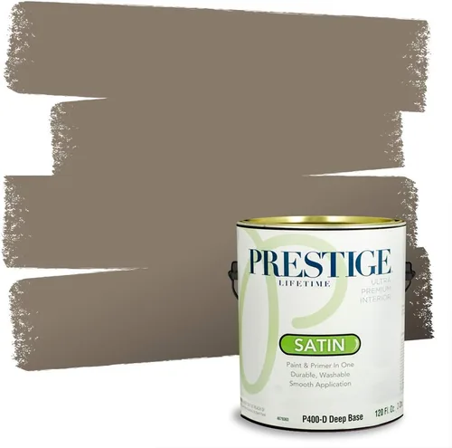 Vista 245 de PRESTIGE Pinturas Pintura Exterior e Imprimación en Uno, 1 Galón, Mate, Combinación Comparable de Sherwin Williams* Black Magic* SW6991-PCM