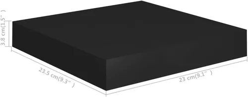 Vista 2 de Estante flotante de pared, estante decorativo montado en la pared, estante colgante con soportes invisibles para decoración de baño/sala de Negro