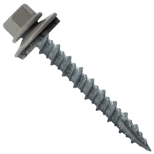 Vista 58 de 10 tornillos para techos de metal gris ABC de 1-1/2 pulgadas, cabezal de arandela hexagonal, arranque automático/roscado, arandela EPDM. 1 bolsa