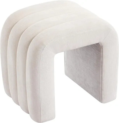Vista 18 de Taburete otomano multifuncional, reposapiés para sofá, taburete de tocador moderno para sala de maquillaje, sala de estar y entrada, taburete