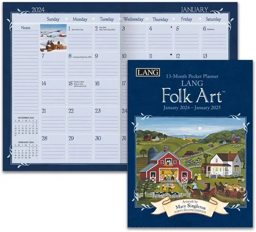 Vista 4 de Lang Companies, Lang Folk Art - Agenda mensual de bolsillo 2024
