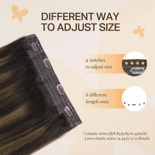 Vista 4 de DOORES Extensiones de cabello humano Remy, de 12 pulgadas, 2.47 onzas, invisible, transparente, ajustable, extensiones secretas de cabello lacio