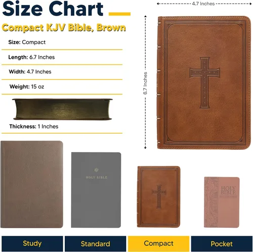 Vista 7 de Biblia impresa grande personalizada KJV para adultos, nombre grabado Marrón