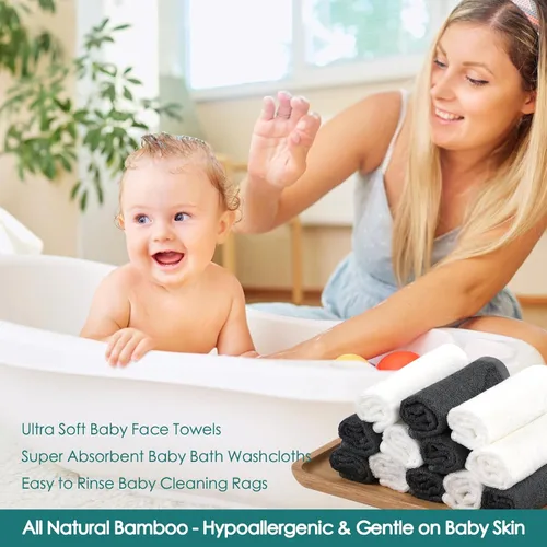 Vista 5 de Paquete de 6 paños para bebé, toallas faciales súper suaves para la Blanco