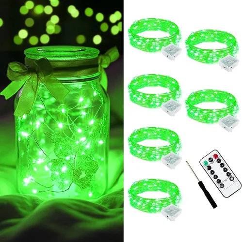 Vista 8 de AIKEI Paquete de 12 luces LED de hadas que funcionan con pilas, guirnaldas de luces impermeables de 7 pies, 20 luces LED de luciérnagas estrelladas