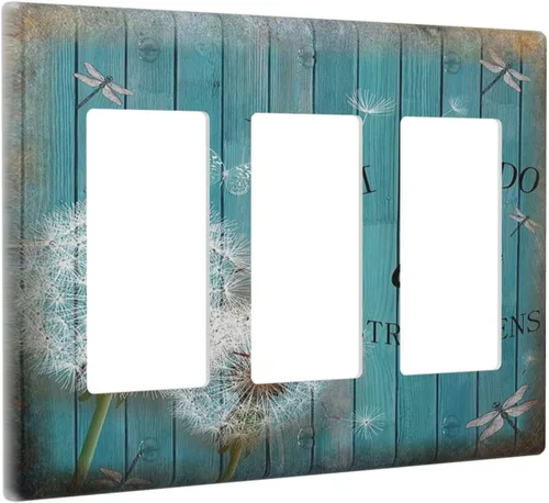 Vista 65 de Cubiertas Decorativas para Placas de Interruptor Diente de León Azul Rústico Citas Inspiradoras Casa de Campo Tablón de Madera Gris 1 Gang Cubierta