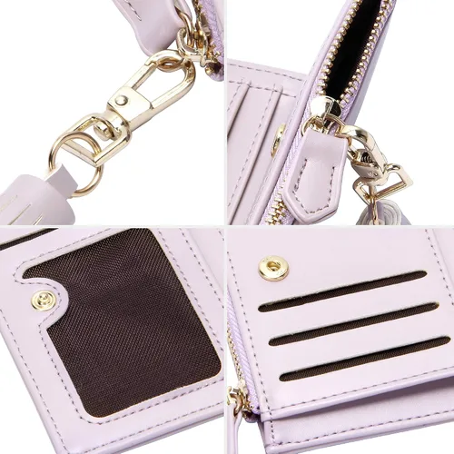 Vista 6 de FEITH & FELLY - Pequeña billetera plegable para mujer con monedero con cremallera y tarjetero
