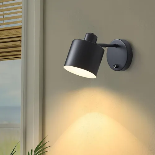 Vista 9 de LIGHTESS Aplique de pared con interruptor, apliques de pared de granja con atenuador de encendido y apagado, luces de pared industriales negras