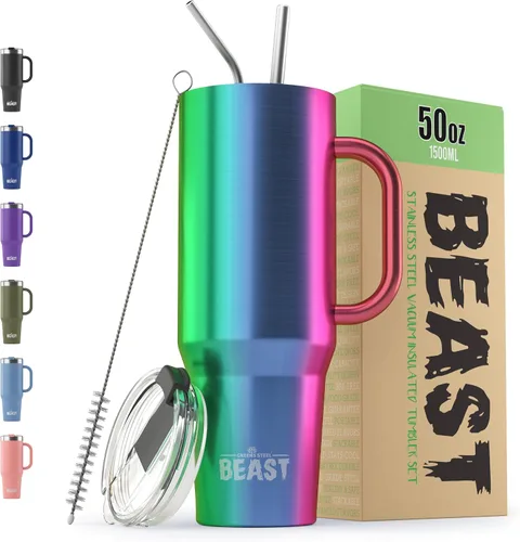 Vista 63 de Beast Vaso de 10 oz de Acero Inoxidable con Aislamiento al Vacío para Café y Hielo de Doble Pared Termo de Viaje (Blanco Ártico)