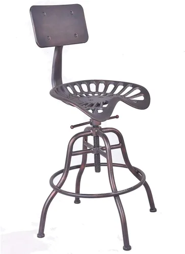 Vista 6 de Silla de respaldo ajustable de metal de diseño industrial Silla Tractor Vintage Taburete de bar (cobre)