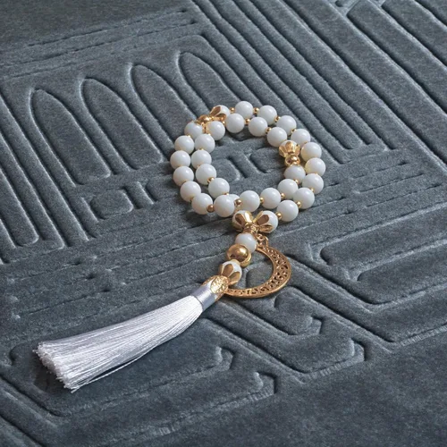 Vista 3 de Alfombra de oración musulmana con cuentas de oración Tasbih, suave y grande para oración islámica mate, alfombrilla de oración islámica acolchada