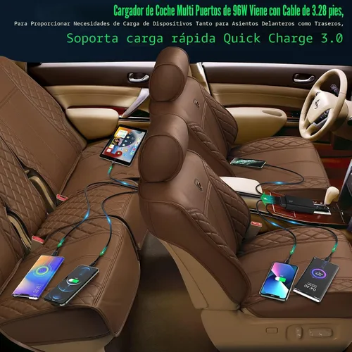 Vista 3 de Cargador de coche USB de múltiples puertos, 96W 6 puertos QC3.0 adaptador rápido múltiples puertos, con cuatro puertos de carga rápida 3.0
