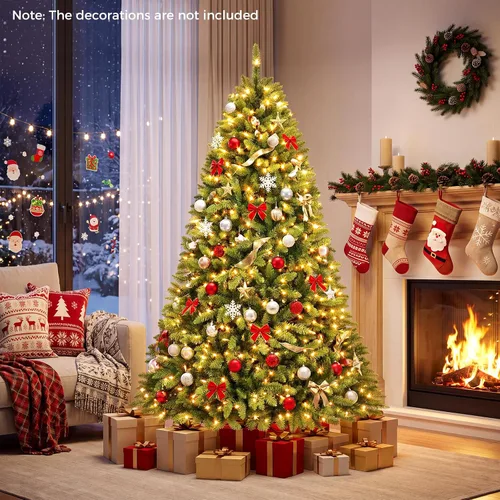 Vista 2 de DREAMADE Árbol de Navidad artificial preiluminado de 6.5 pies, abeto Fraser Green-2