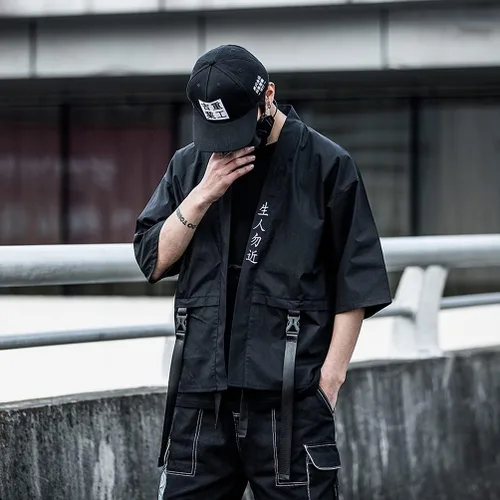 Vista 6 de Niepce Inc Cárdigan tipo kimono samurái japonés para hombre
