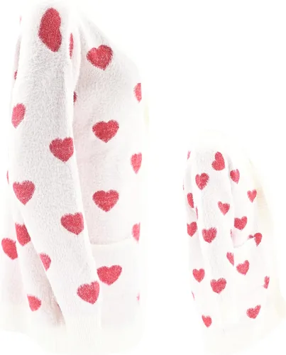 Vista 5 de Unique Baby Suéter tipo kimono para el día de San Valentín para niñas Rojo Red Hearts