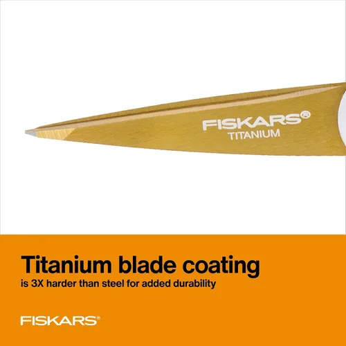 Vista 3 de Fiskars tijera Easy Action de 8 pulgadas, color blanco y naranja