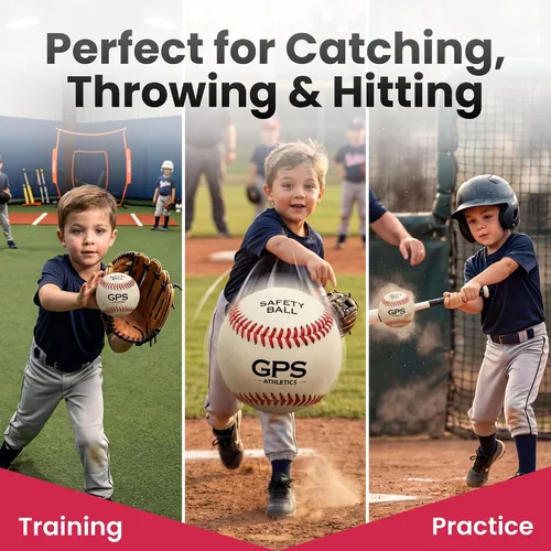 Vista 8 de GPS Athletics - Pelotas de béisbol suaves para niños, pelotas de béisbol de entrenamiento de seguridad de bajo impacto para práctica de béisbol