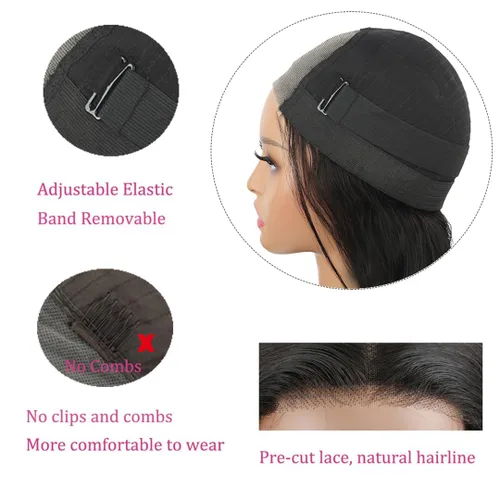 Vista 4 de Peluca de Cabello Humano con Corte Pixie Bob Sin Pegamento Pre Desplumada Pre Cortada Húmeda y Ondulada Pelucas de Encaje Frontal para Mujeres