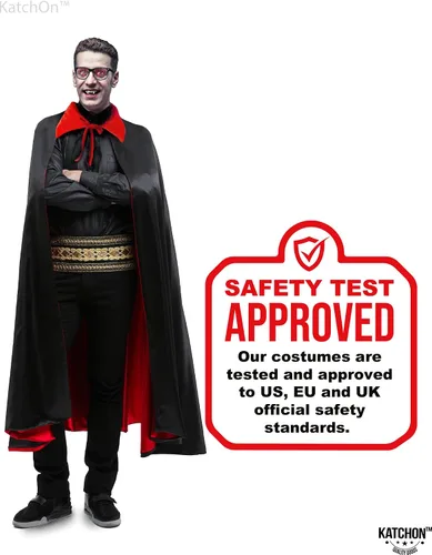 Vista 9 de KatchOn, Unisex Vampire Cape for Adults - Reversible Cape Vampire Black and Red Cape, Vampire Accessories Halloween Party