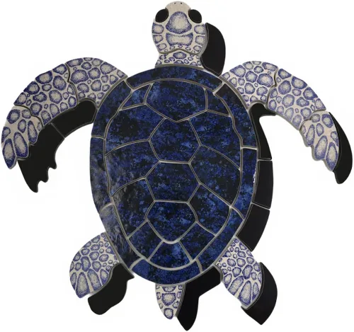 Vista 8 de Aquatic Custom Tile Blue Sea Turtle Group - Mosaico de piscina de porcelana