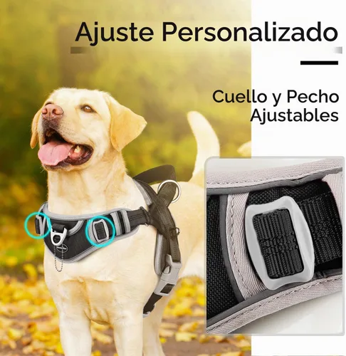 Vista 3 de ADVENTUREMORE Arnés para perro mediano - sin tirones, chaleco reflectante ajustable con asa de clip frontal para entrenamiento y caminata - Negro Al