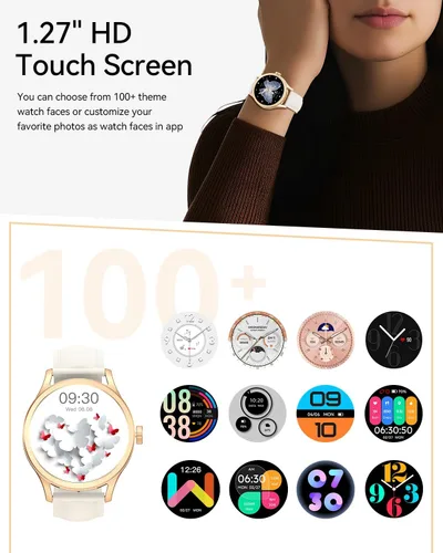 Vista 3 de Relojes inteligentes para mujer, reloj inteligente de seguimiento de actividad física para teléfonos Android/compatible con iPhone, reloj de mujer