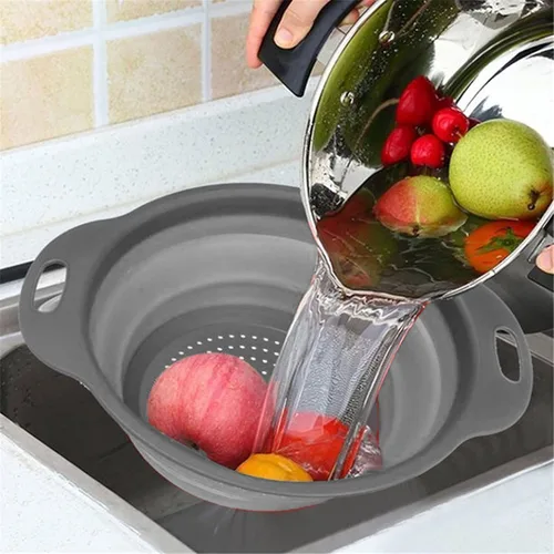 Vista 2 de 1 colador plegable de silicona para fregadero de cocina de 11.8 pulgadas
