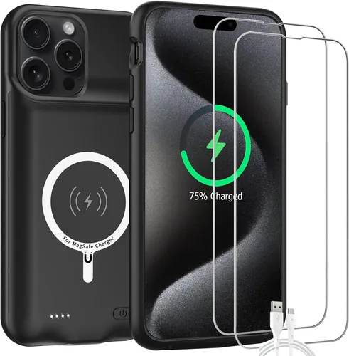 Vista 11 de Funda de batería para iPhone 11, mejorada de 10000 mAh, funda protectora de alta capacidad, recargable, cargador de batería extendida, compatible