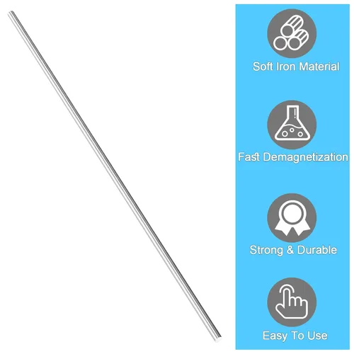 Vista 2 de Varilla de hierro dulce, varilla de hierro de alta pureza, núcleo ideal para hacer electroimanes, 0.19" de diámetro, 7.9" de largo