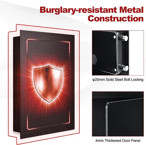 Vista 6 de IRONMAX Caja fuerte de pared, empotrada plana, oculta en la pared, caja de seguridad con luces LED y cerradura electrónica digital, 22 pulgadas