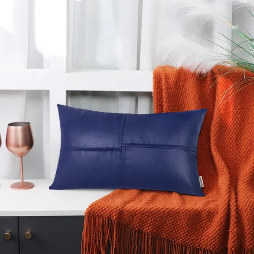 Vista 102 de BRAWARM Fundas de Almohada Decorativas de Cuero Sintético 12 X 20 Pulgadas, Fundas de Almohada Lumbar de Cuero Naranja Paquete de 2, Almohadas