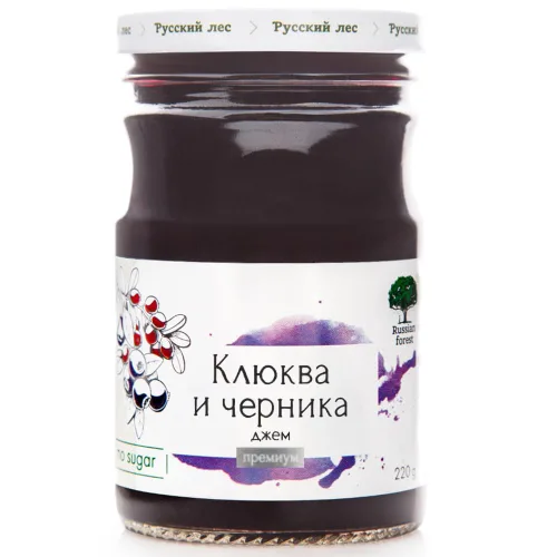 Vista 6 de Russian Forest Mermelada de mora totalmente natural, sin azúcar añadida, OMG o conservantes 220 g/ 7.76 oz