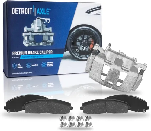 Vista 53 de Detroit Axle - Pastillas de freno para Ford F-150 99-03, 02 Lincoln Blackwood, Pastillas de freno de cerámica delanteras y traseras con repuesto