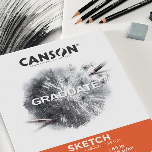 Vista 2 de Canson Bloc de bocetos para graduados, plegable, 5.5 x 8.5 pulgadas, 40 hojas Papel de artista para adultos y estudiantes