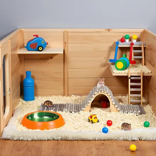 Vista 5 de Juguetes de hámster, flexible de madera para hámster, valla de puerta, juguetes para masticar, decoración de pie para escalada de jerbo, chinchilla