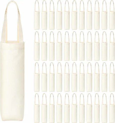 Vista 9 de Hoolerry 12 piezas de bolsas de lona para vino con asa de 12 pulgadas, bolsa de regalo de vino en blanco sublimable reutilizable, bolsa de mano