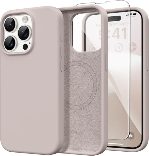 Vista 77 de GONEZ Funda magnética para iPhone 14, compatible con Magsafe, con protector de pantalla + protector de cámara, forro de microfibra antiarañazos